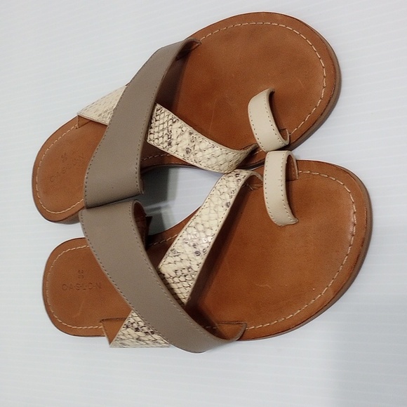 CASLON Oskar Flat Leather Slide Sandals - Picture 3 of 9